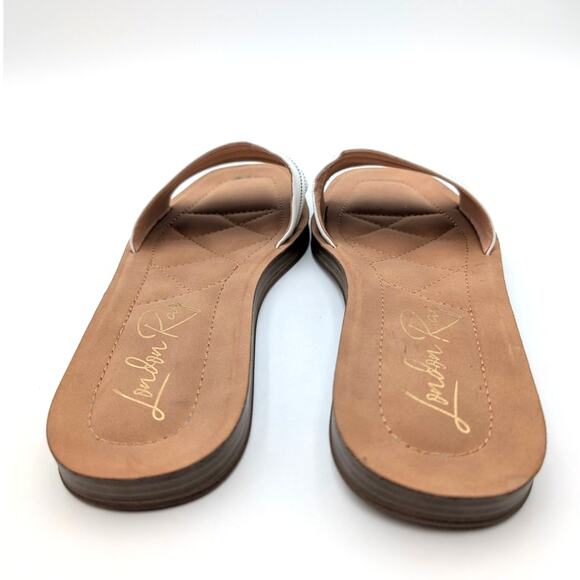 London Rag Zosaya Faux Zipper Detail Slide Sandal Women's White Size US9 EU40 - Picture 5 of 9